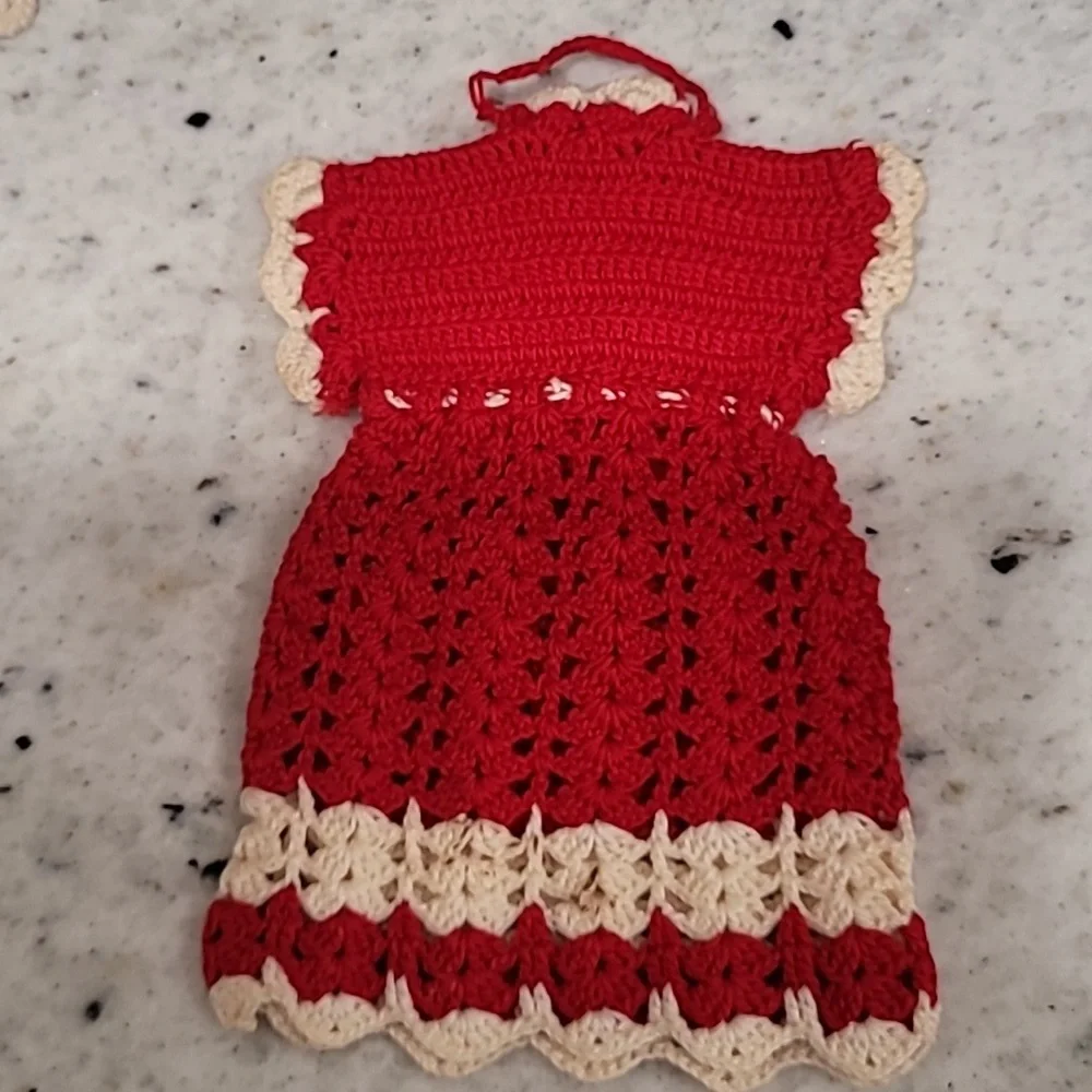 Vintage Hand Crochet Potholders 5 pc